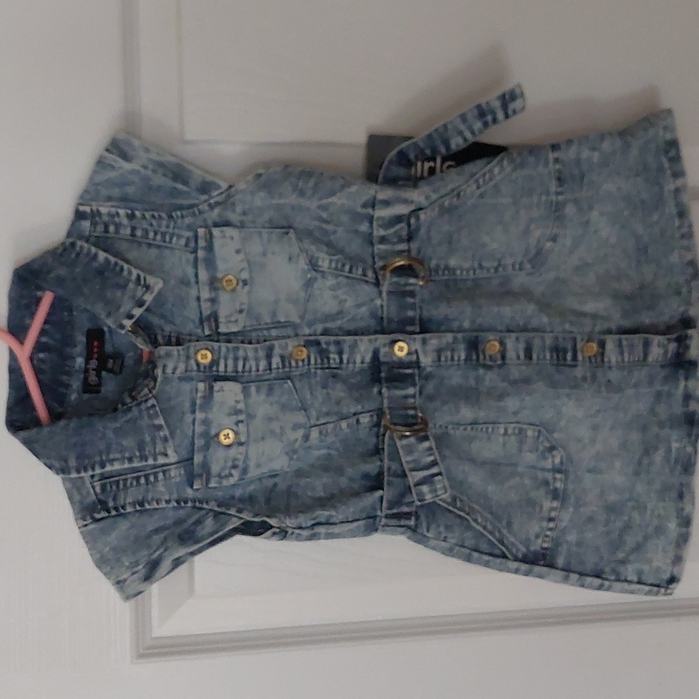 Toddler Girls Faux Denim Acid Wash Dress~Sz 18Mo. NWT.